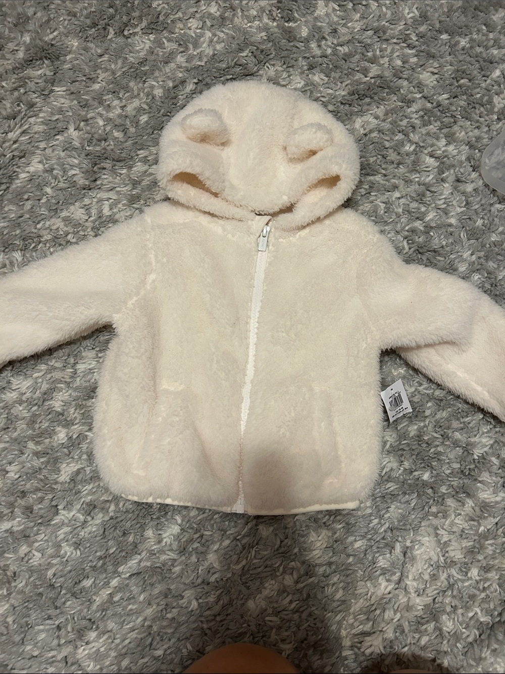 Old Navy Cream Teddy Bear Hooded Puffer Jacket